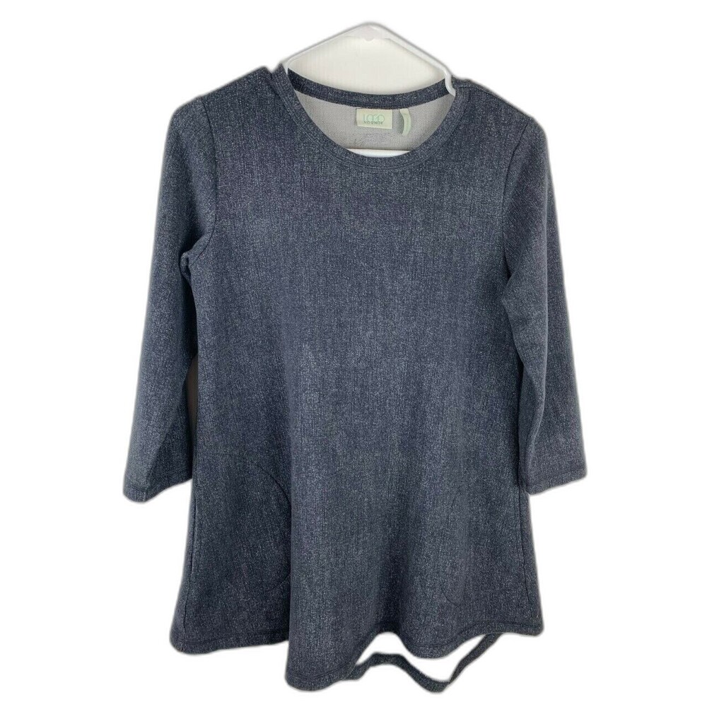 Logo Lounge By Lori Goldstein 3/4 Length Sleeve Gray Pockets XS Asymmetrical